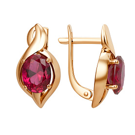 Серьги ЮФ Династия - Золото 375, Синтетический рубин (арт. 009442-5450)