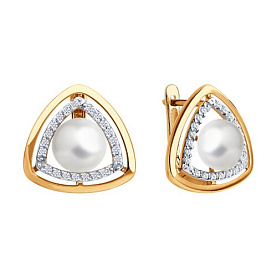 Серьги SOKOLOV - Золото 585, Жемчуг культивированный, Фианит (арт. 792478)