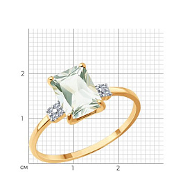 Кольцо Diamant - Золото 585, Празиолит, Фианит (арт. 51-310-02423-2)