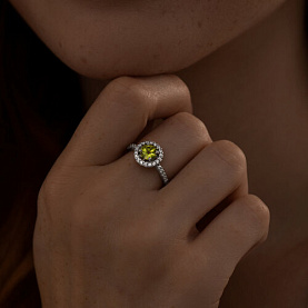 Кольцо SOKOLOV - Серебро 925, Фианит, Хризолит (арт. 92014324)