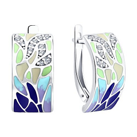 Серьги SOKOLOV - Серебро 925, Фианит, Эмаль (арт. 94022633)