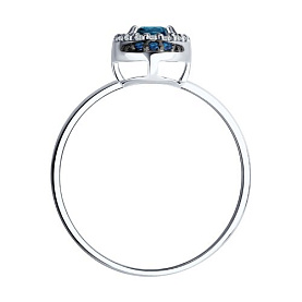 Кольцо SOKOLOV - Серебро 925, Топаз лондон, Фианит (арт. 92014904)