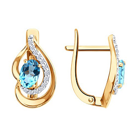 Серьги SOKOLOV - Золото 585, Топаз, Фианит (арт. 729363)