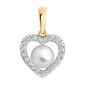 Подвеска SOKOLOV - Золото 585, Жемчуг культивированный, Фианит (арт. 793190)