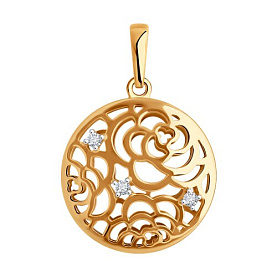 Подвеска SOKOLOV - Золото 585, Фианит (арт. 036633)