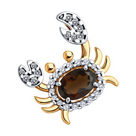 Подвеска SOKOLOV - Серебро 925, Раухтопаз, Фианит (арт. 92030766)