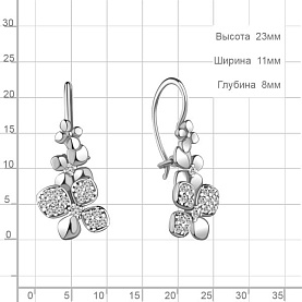 Серьги Аквамарин - Серебро 925, Фианит (арт. 48762А.5)