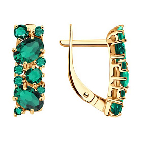 Серьги SOKOLOV - Золото 375, Синтетический изумруд (арт. 37727261)