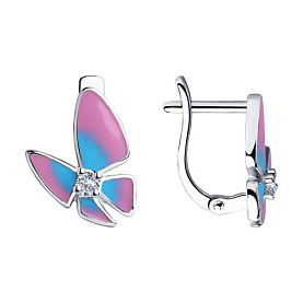 Серьги SOKOLOV - Серебро 925, Фианит, Эмаль (арт. 94023533)