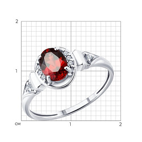 Кольцо SOKOLOV - Серебро 925, Гранат, Фианит (арт. 92014884)