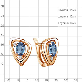 Серьги Аквамарин - Серебро 925, Топаз, Фианит (арт. 4742005А.6)