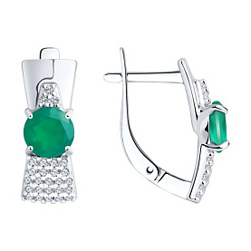 Серьги Diamant - Серебро 925, Агат, Фианит (арт. 94-320-00787-1)