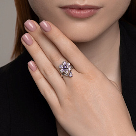 Кольцо SOKOLOV - Серебро 925, Аметист, Фианит (арт. 92014488)