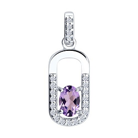 Подвеска SOKOLOV - Серебро 925, Аметист, Фианит (арт. 92030877)