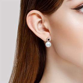 Серьги SOKOLOV - Золото 585, Жемчуг культивированный, Синтетический сапфир , Фианит (арт. 792008)