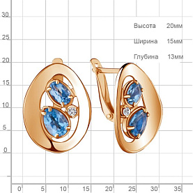 Серьги Аквамарин - Серебро 925, Топаз, Фианит (арт. 4721705А.6)