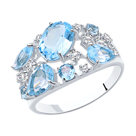 Кольцо SOKOLOV - Серебро 925, Топаз, Фианит (арт. 92010219)