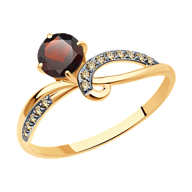 Кольцо Diamant - Золото 585, Гранат, Фианит (арт. 51-310-01503-2)