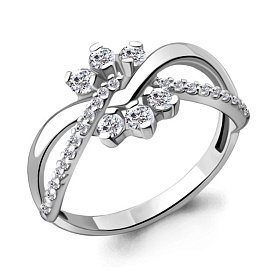 Кольцо Аквамарин - Серебро 925, Фианит (арт. 64137А.5)