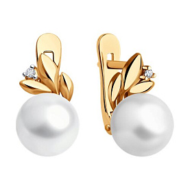 Серьги Diamant - Серебро 925, Жемчуг культивированный, Фианит (арт. 93-320-02069-1)