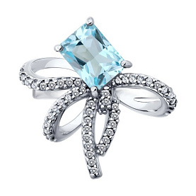 Кольцо SOKOLOV - Серебро 925, Топаз, Фианит (арт. 92014900)