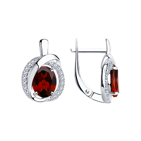Серьги SOKOLOV - Серебро 925, Гранат, Фианит (арт. 92022267)