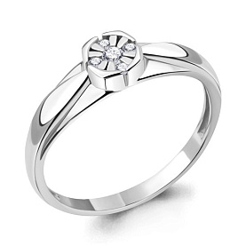 Кольцо Аквамарин - Серебро 925, Фианит (арт. 68989А.5)