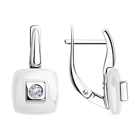 Серьги Diamant - Серебро 925, Керамика, Фианит (арт. 94-120-01278-2)