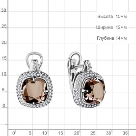 Серьги Аквамарин - Серебро 925, Кварц, Фианит (арт. 4442301А.5)