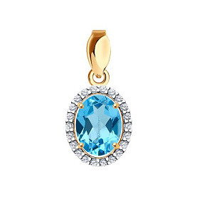 Подвеска SOKOLOV - Золото 585, Топаз swiss, Фианит (арт. 731657)