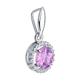 Подвеска SOKOLOV - Серебро 925, Аметист, Фианит (арт. 92030332)