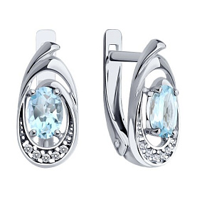 Серьги Diamant - Серебро 925, Топаз, Фианит (арт. 94-320-02686-2)