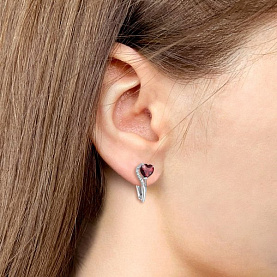 Серьги Аквамарин - Серебро 925, Гранат, Фианит (арт. 4412403А.5)