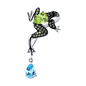 Брошь SOKOLOV - Серебро 925, Топаз, Фианит, Хризолит (арт. 92040072)