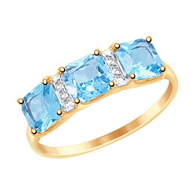 Кольцо SOKOLOV - Золото 375, Топаз, Фианит (арт. 37715022)