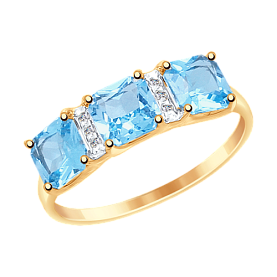 Кольцо SOKOLOV - Золото 375, Топаз, Фианит (арт. 37715022)