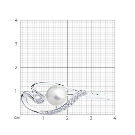 Брошь SOKOLOV - Серебро 925, Жемчуг синтетический, Фианит (арт. 94040037)