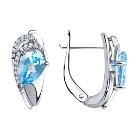 Серьги Diamant - Серебро 925, Топаз, Фианит (арт. 94-320-00548-1)