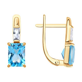 Серьги SOKOLOV - Золото 585, Топаз, Фианит (арт. 728979)