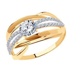 Кольцо SOKOLOV - Золото 375, Фианит (арт. 017425-4)