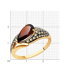 Кольцо Diamant - Золото 585, Гранат, Фианит (арт. 51-310-01556-1)