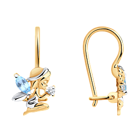 Серьги SOKOLOV - Золото 585, Топаз, Фианит (арт. 727381)