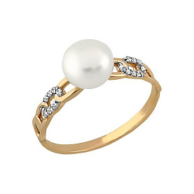 Кольцо ЮК Гранат - Золото 585, Жемчуг культивированный, Фианит (арт. 11801516)