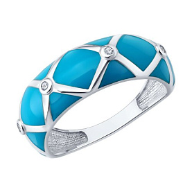 Кольцо Diamant - Серебро 925, Фианит, Эмаль (арт. 94-110-00235-1)