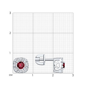 Серьги SOKOLOV - Серебро 925, Фианит, Рубин (арт. 64020002)