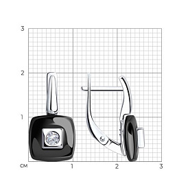 Серьги Diamant - Серебро 925, Керамика, Фианит (арт. 94-120-01278-1)