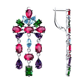 Серьги SOKOLOV - Серебро 925, Синтетический рубин, Фианит (арт. 94026621)