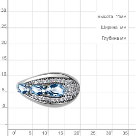 Кольцо Аквамарин - Серебро 925, Топаз swiss (арт. 6969305А.5)
