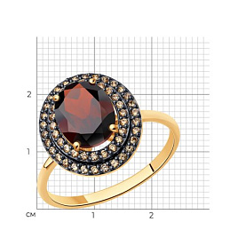 Кольцо SOKOLOV - Золото 585, Гранат, Фианит (арт. 716678)