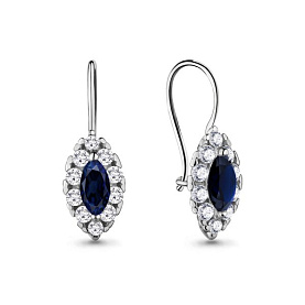 Серьги Аквамарин - Серебро 925, Стекло, Фианит (арт. 40969Б.5)